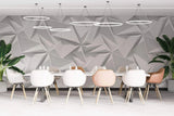 Tapet personalizat 3d cu forme geometrice triunghiulare albe in relief bedsheets