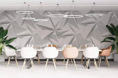 Tapet personalizat 3d cu forme geometrice triunghiulare albe in relief bedsheets