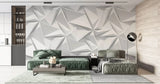 Tapet personalizat 3d cu forme geometrice triunghiulare albe in relief bedsheets