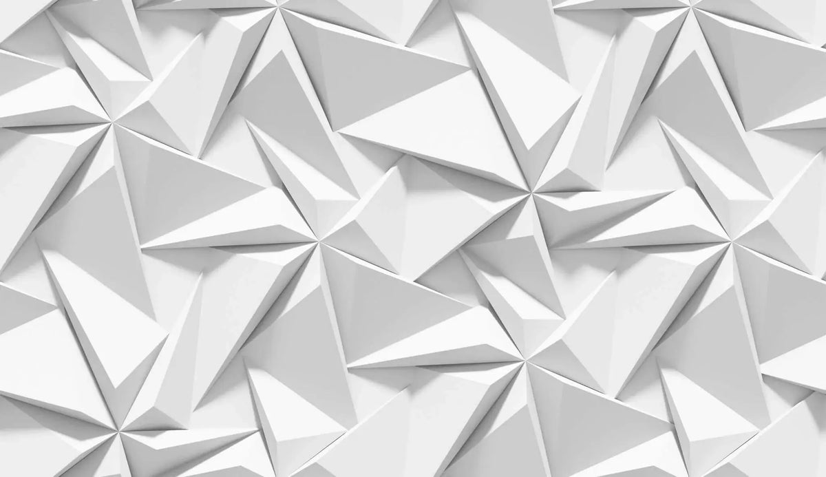 Tapet personalizat 3d cu forme geometrice triunghiulare albe in relief bedsheets