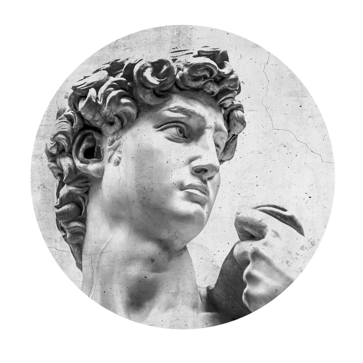 Sticker perete rotund victorian cu statuia lui david sculptura de tip portret david statue