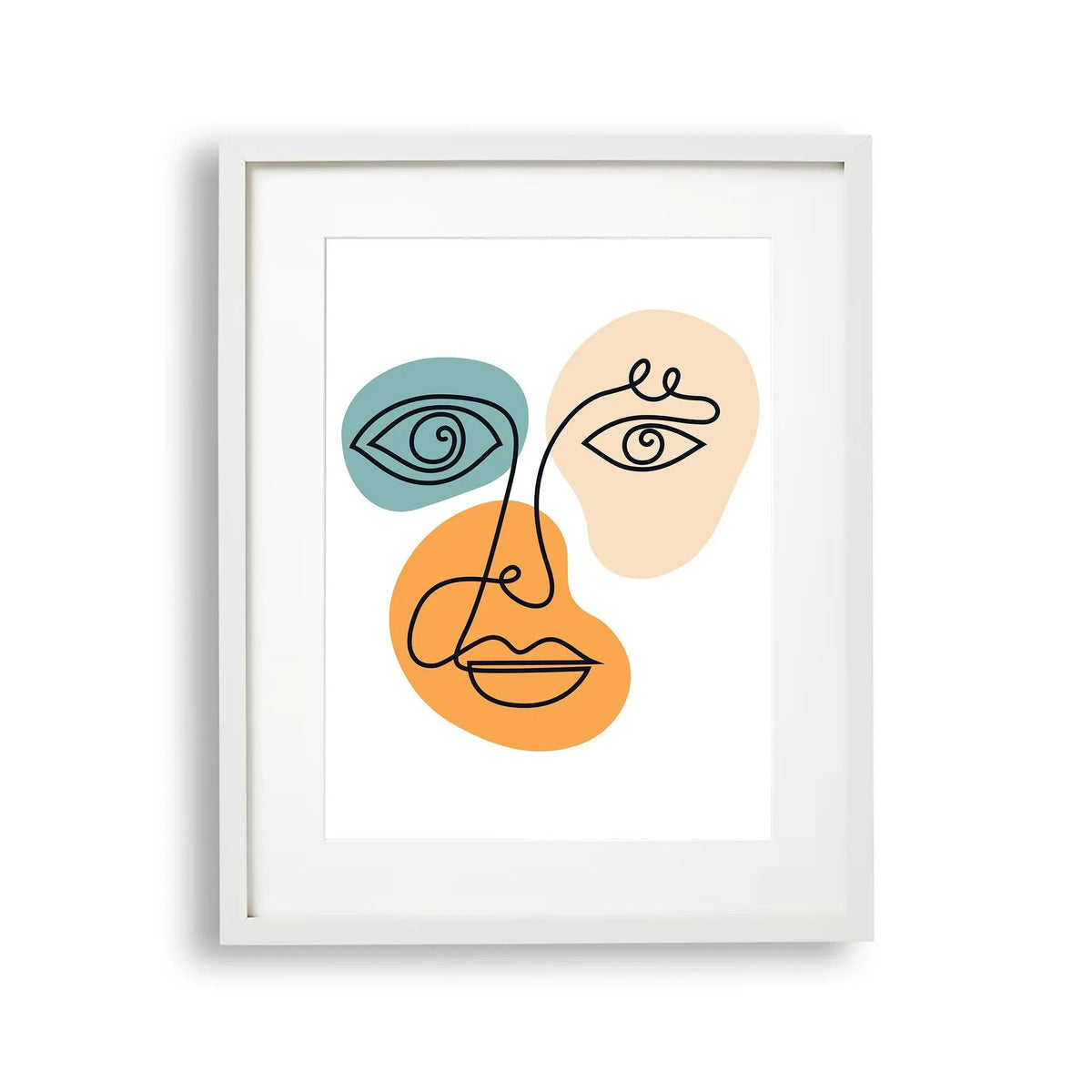 Tablou cu rama ce prezinta un portret al unei fete de femeie in stil cubist cu accent pe silueta si forme geometrice texturate care evoca minimalismul minimalistic female