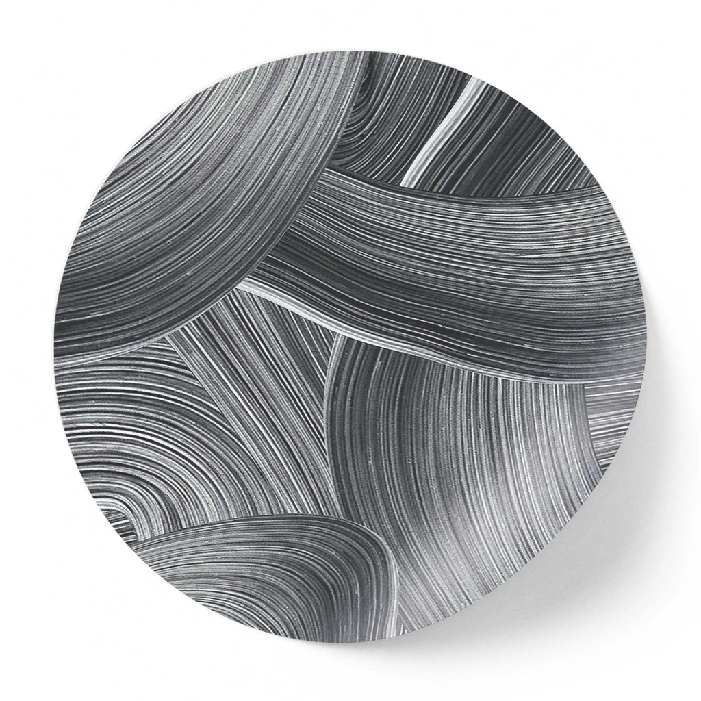 Sticker perete rotund abstract cu urme negre de pensula brush smudge