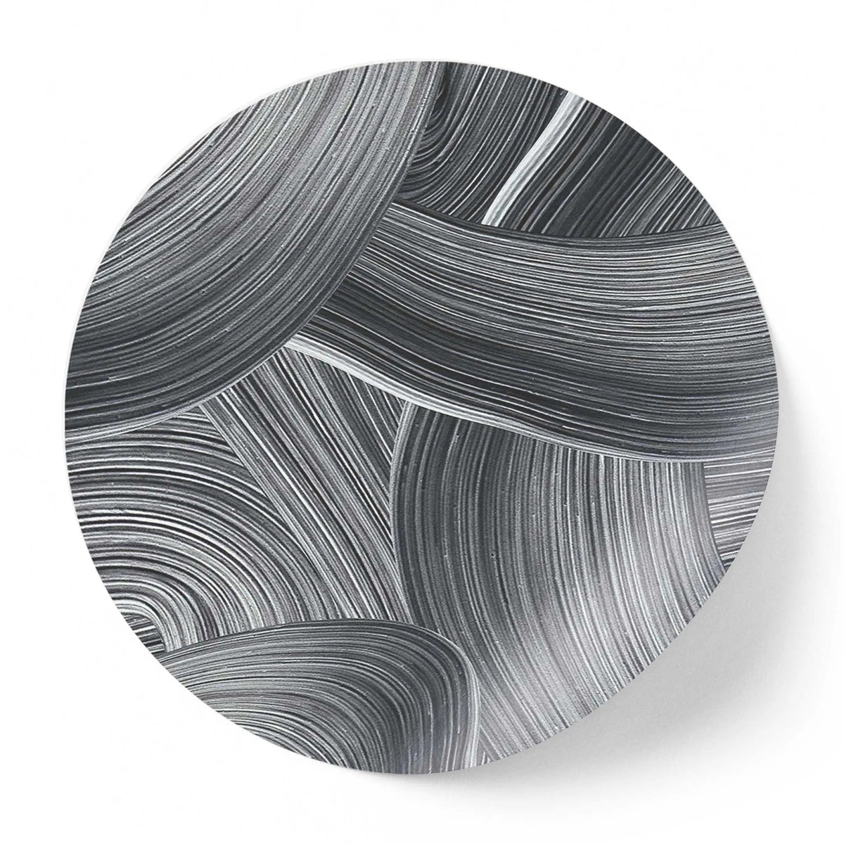 Sticker perete rotund abstract cu urme negre de pensula brush smudge