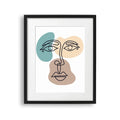 Tablou cu rama care prezinta un chip femeie intr o silueta cubista evocand minimalism si forme geometrice texturate cubist portrait