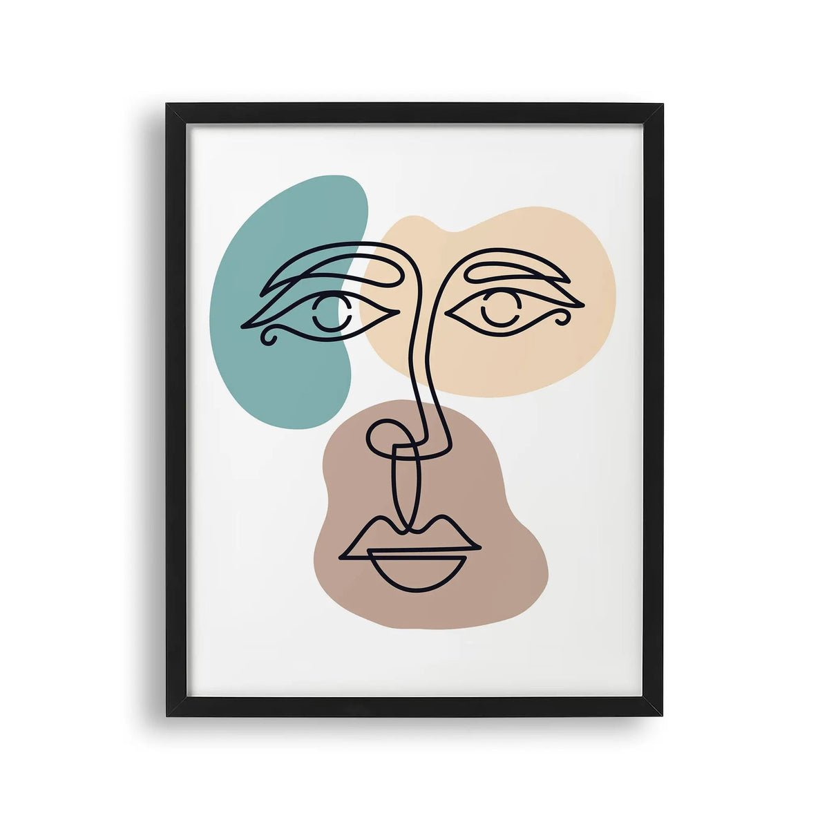 Tablou cu rama care prezinta un chip femeie intr o silueta cubista evocand minimalism si forme geometrice texturate cubist portrait