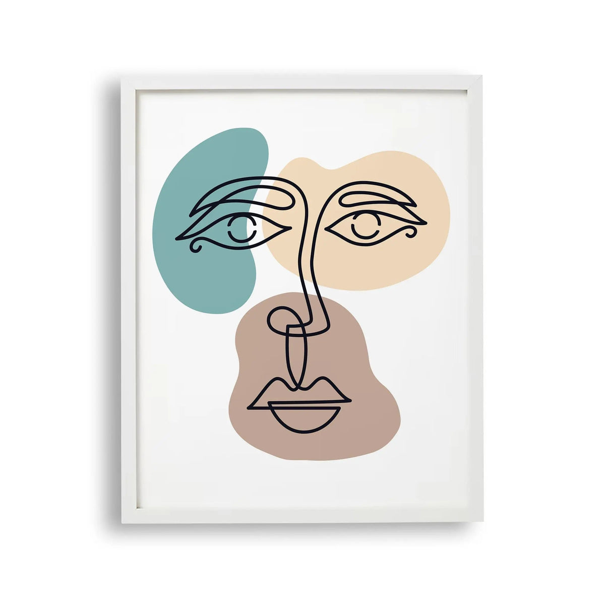 Tablou cu rama care prezinta un chip femeie intr o silueta cubista evocand minimalism si forme geometrice texturate cubist portrait