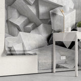 Tapet personalizat 3d cu blocuri de ciment imbinate asimetric in nuante de gri deschis concrete blocks light