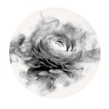Sticker perete rotund floral cu bujor in alb negru fumuriu smokey peony