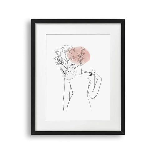 Tablou cu rama care ilustreaza un desen line art cu o silueta feminina aesthetic feminine