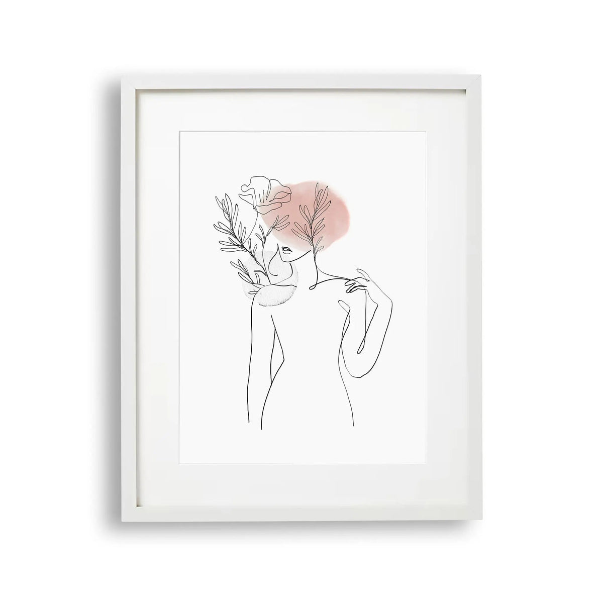 Tablou cu rama care ilustreaza un desen line art cu o silueta feminina aesthetic feminine