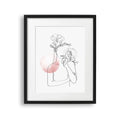 Tablou cu rama care ilustreaza un desen line art cu un bust feminin feminine line art