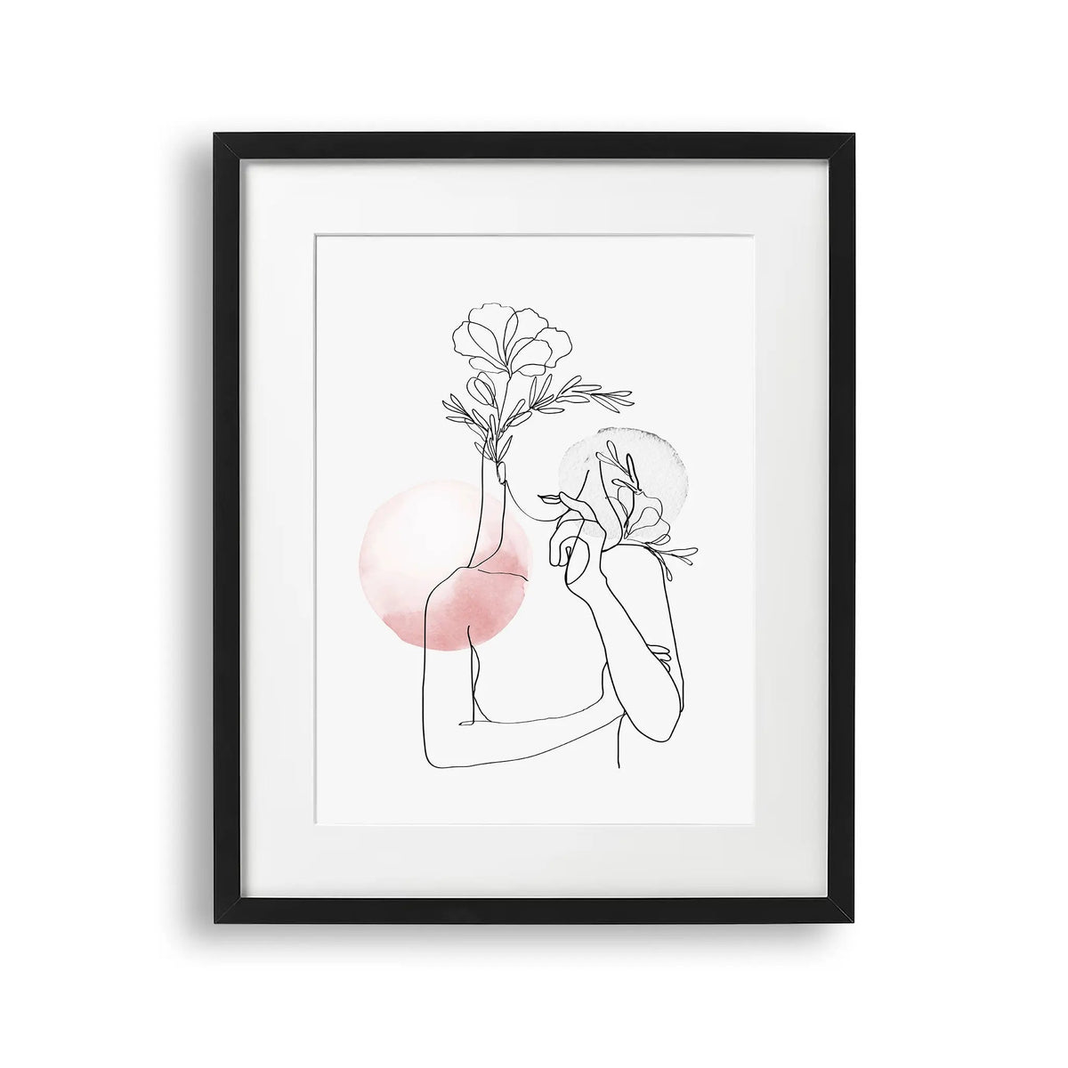 Tablou cu rama care ilustreaza un desen line art cu un bust feminin feminine line art