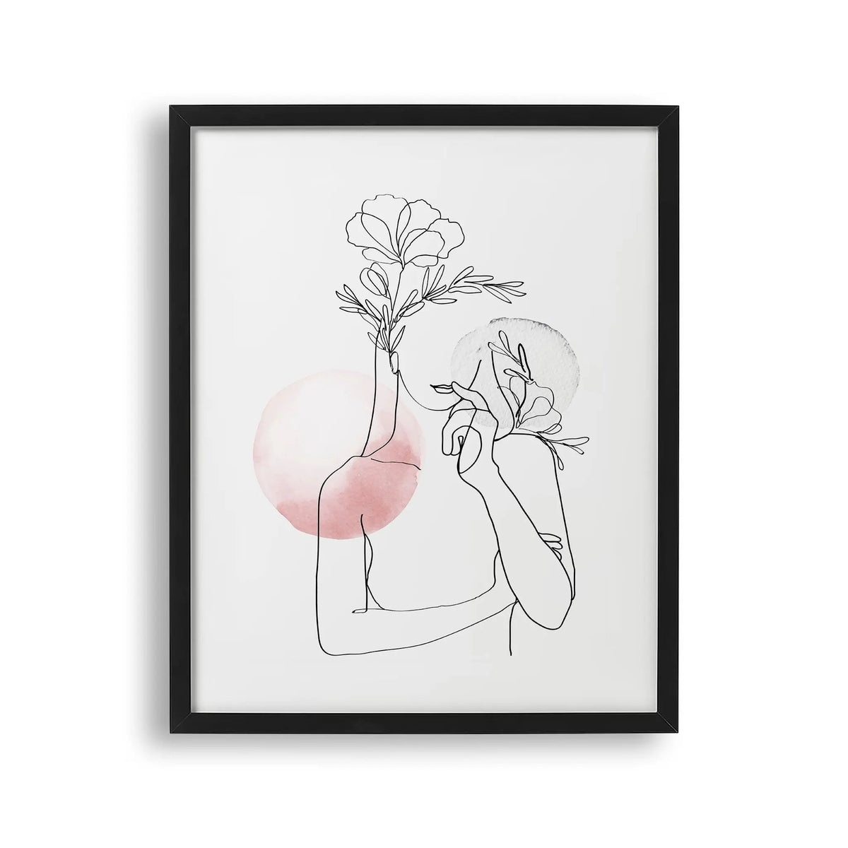Tablou cu rama care ilustreaza un desen line art cu un bust feminin feminine line art