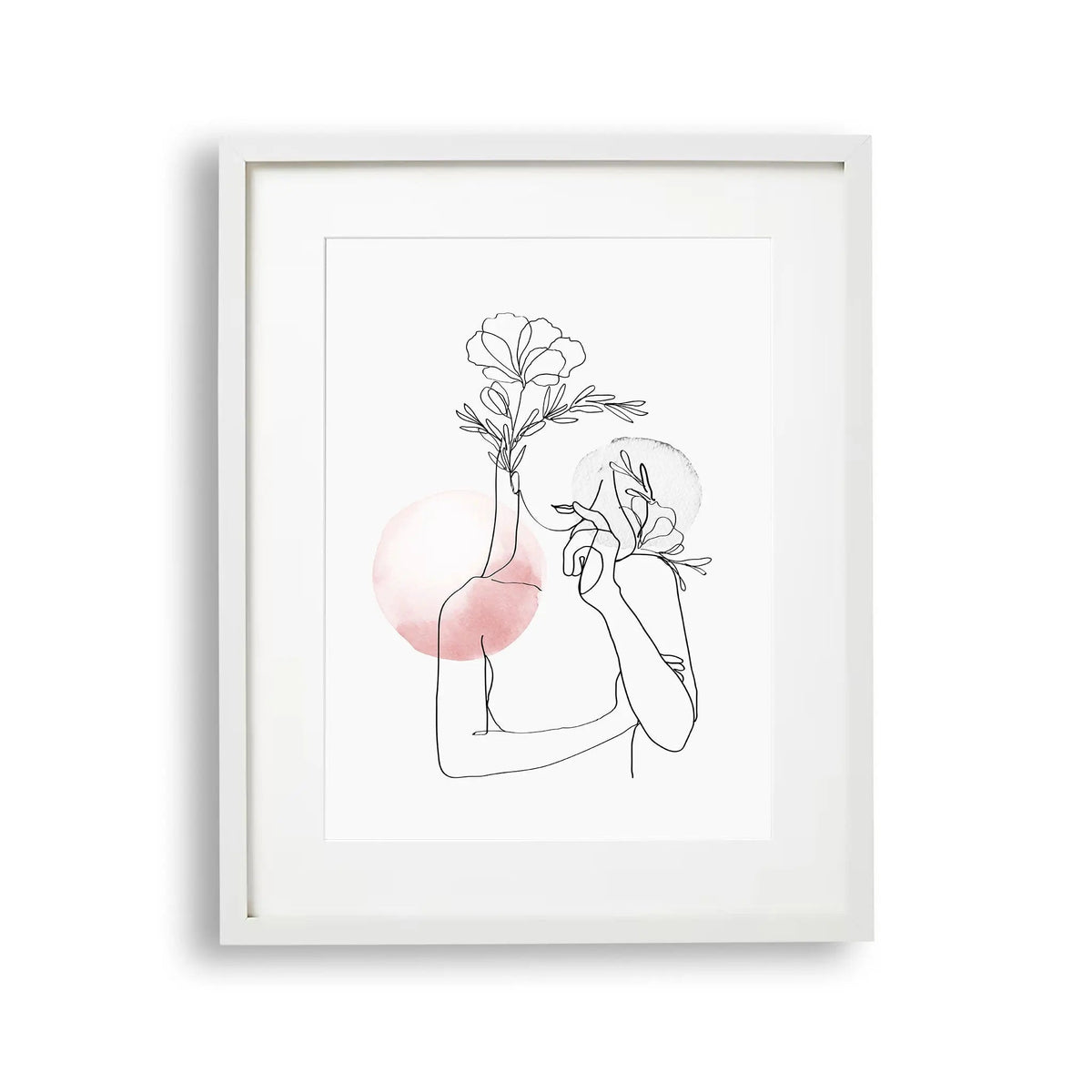 Tablou cu rama care ilustreaza un desen line art cu un bust feminin feminine line art