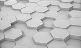 Tapet Personalizat 3D cu hexagoane iesite in relief in nuante de alb-gri vazute din apropiere - CLOSE UP HEX