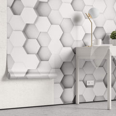 Tapet Personalizat 3D cu hexagoane iesite in relief redand o perspectiva in spatiu - 3D HONEYCOMB
