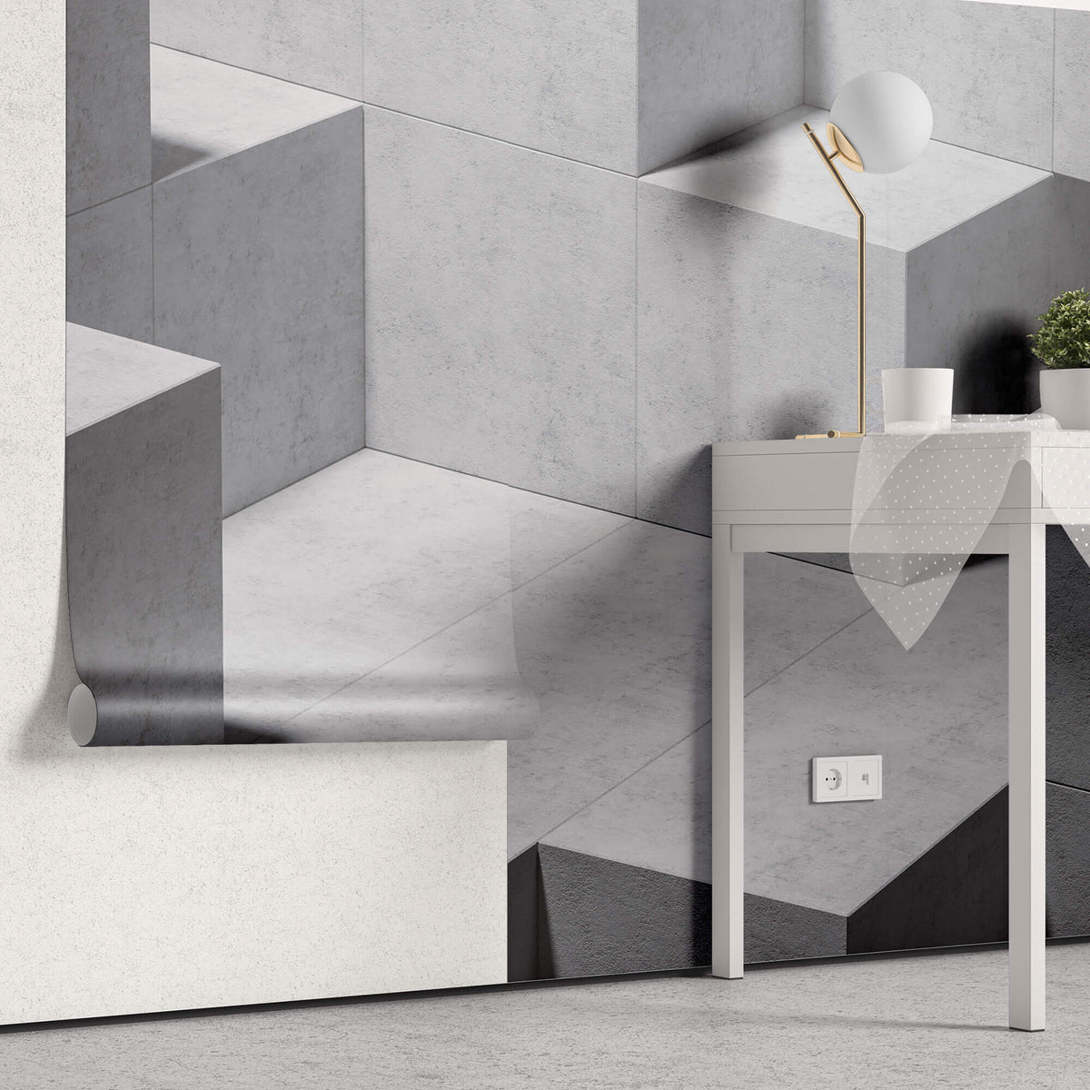 Tapet Personalizat 3D cu o structura de ciment moderna dispusa in cuburi 3D - 3D CONCRETE CUBES