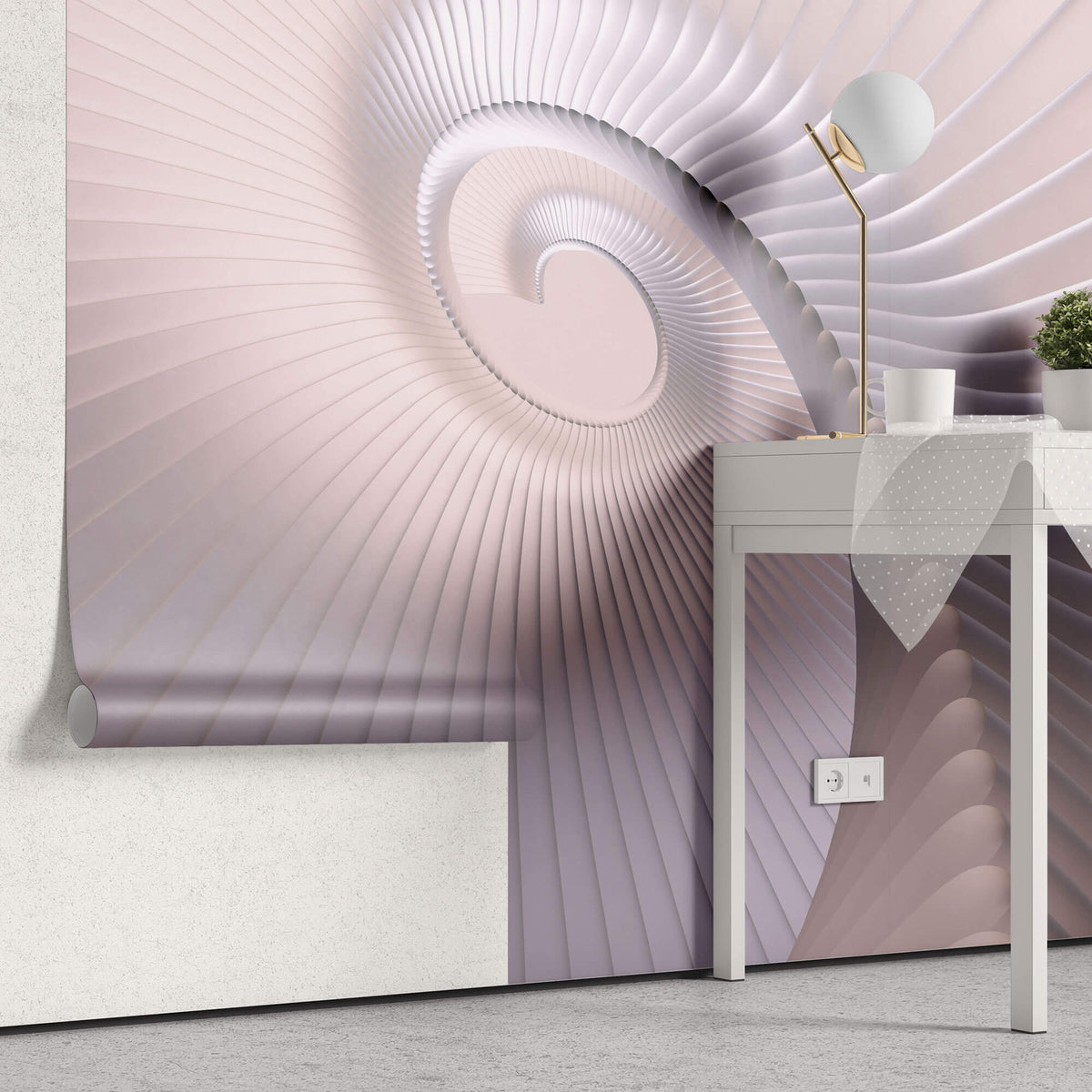 Tapet Personalizat 3D cu o spirala roz cu efect de departare 3D - PINK SPIRAL