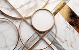 Tapet Personalizat 3D cu inele aurii si marmura alba - GOLD METALIC MARBLE