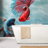 Tapet personalizat watercolor cu pesti exotici sub apa exotic pisces