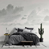Tapet personalizat watercolor cu nori albi si gri stormy clouds
