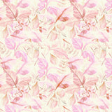 Tapet personalizat watercolor cu frunze roz pe fundal deschis pink leaves