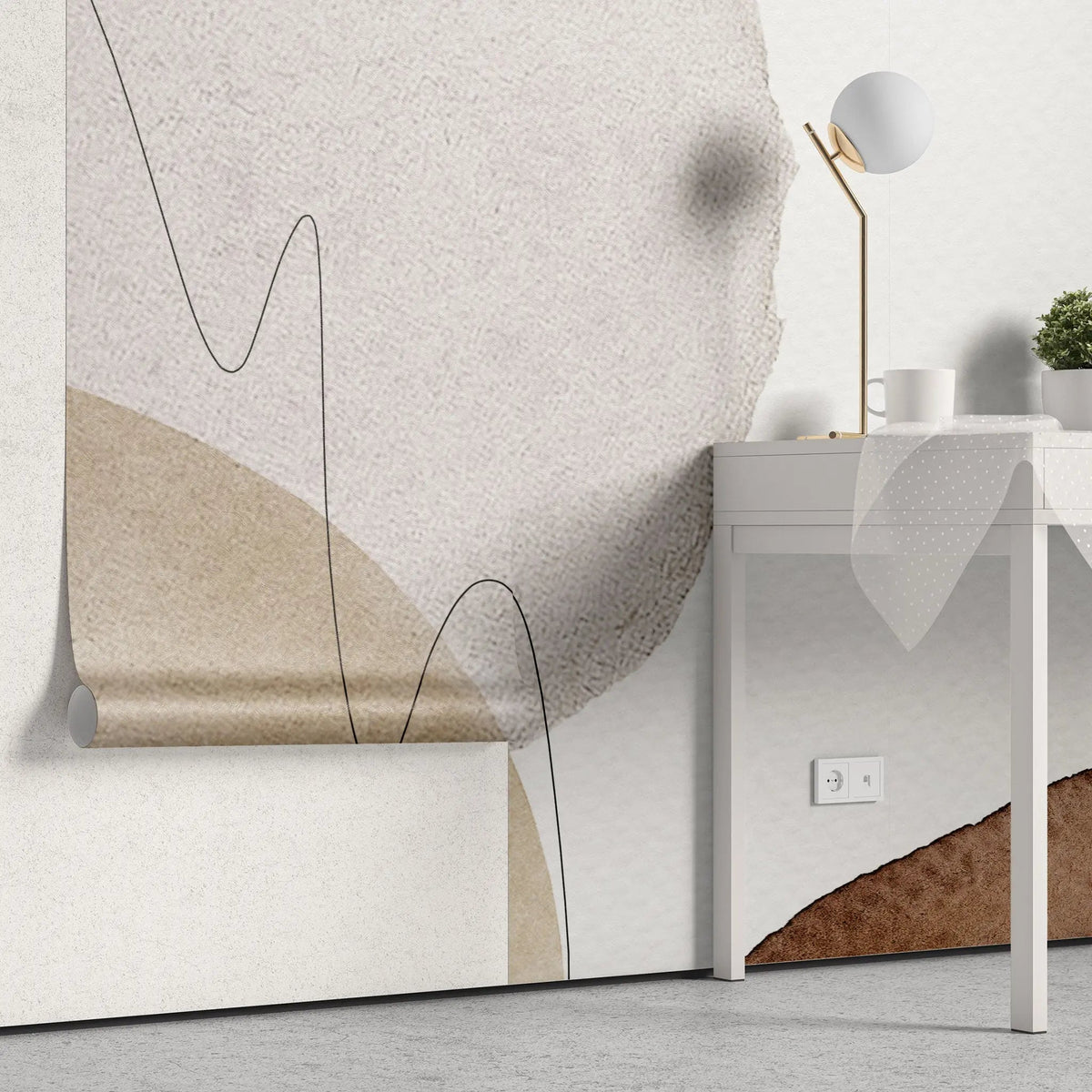 Tapet personalizat watercolor cu pete abstracte cafenii coffee tones