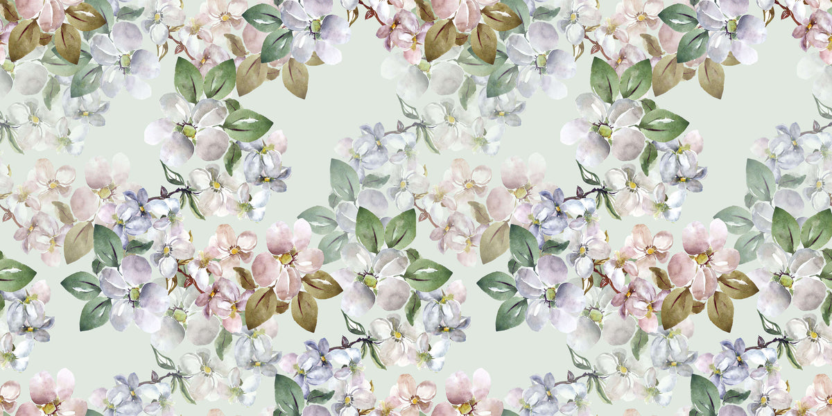 Minty Flowers Personalised Wallpaper