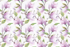 Tapet personalizat watercolor cu flori de magnolie mov purple magnolia