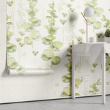 Tapet personalizat watercolor cu frunze de eucalipt pe un fundal alb eucalipt leaves
