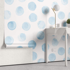 Tapet Personalizat Watercolor cu cerculete albastre in acuarela - SOAP BUBBLES