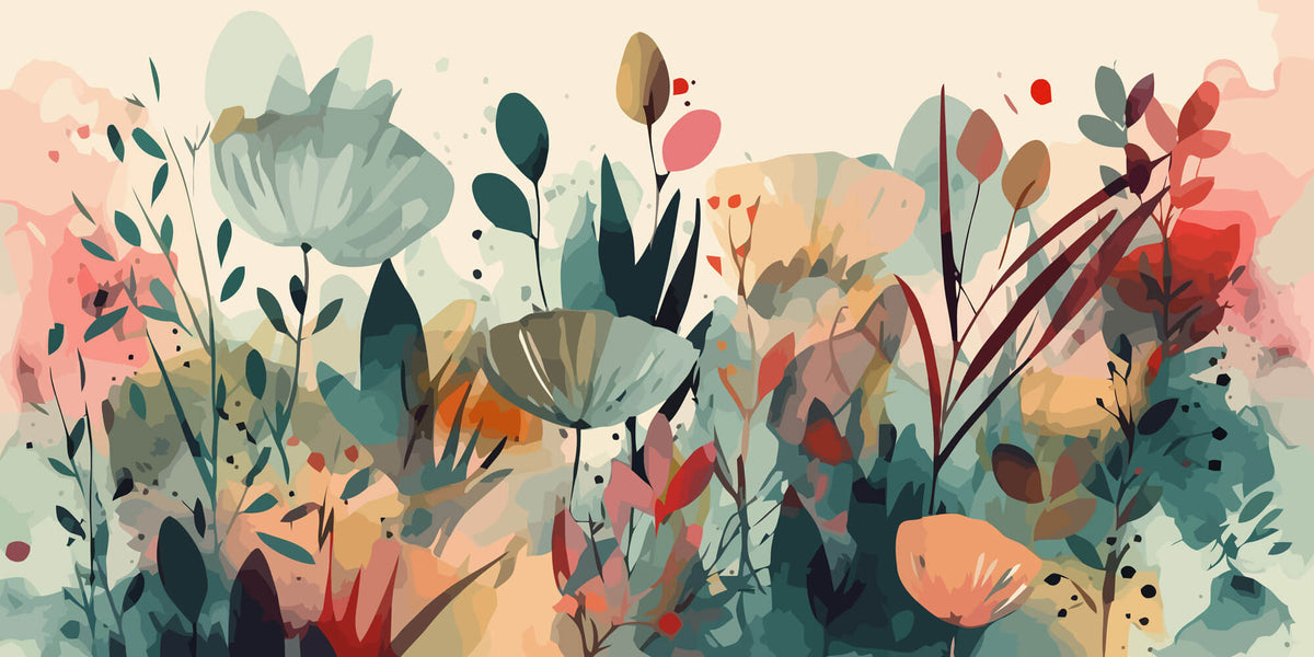 Tapet Personalizat Watercolor cu plante in arta digitala - DIGITAL WATERCOLOR