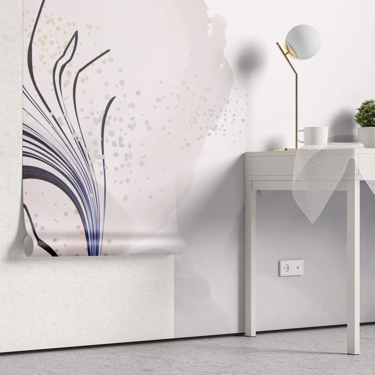 Tapet Personalizat Watercolor cu design simplu in nuante de roz pudrat - MINIMALIST WATERCOLOR