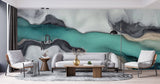 Tapet Personalizat Watercolor cu peisaj abstract glaciar - GREENLAND RIVER