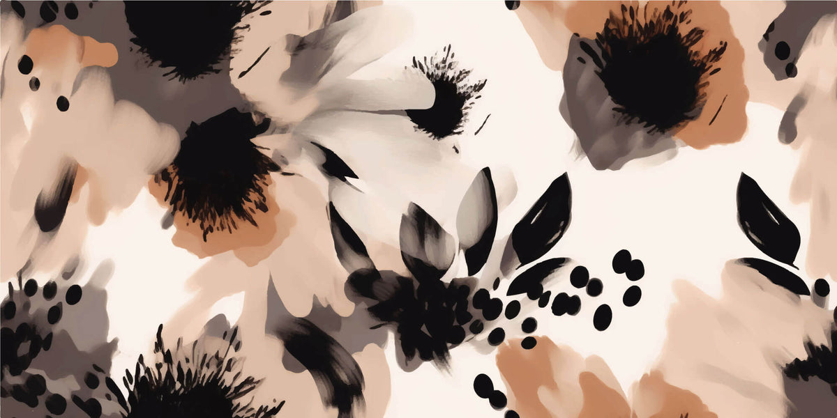 Tapet Personalizat Watercolor cu model floral in nuante maronii - EARTHY WATERCOLOR