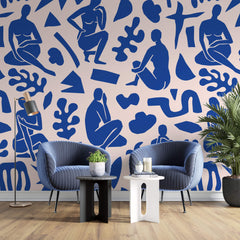 Tapet Personalizat Patterns cu sculpturi abstracte albastre - ABSTRACT BLUE SCULPTURES