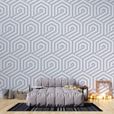 Tapet Personalizat Patterns cu hexagoane gri - HEXAGONAL GREY LINES