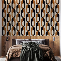 Tapet Personalizat Patterns cu inele in nuante de negru si maro - BROWN CHAIN PATTERN