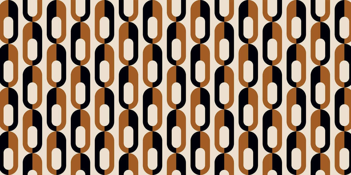 Tapet Personalizat Patterns cu inele in nuante de negru si maro - BROWN CHAIN PATTERN