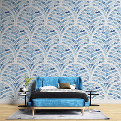 Tapet Personalizat Patterns cu arcade albastre in stil watercolor - BLUE WATERCOLOR ARCHES