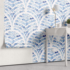 Tapet Personalizat Patterns cu arcade albastre in stil watercolor - BLUE WATERCOLOR ARCHES