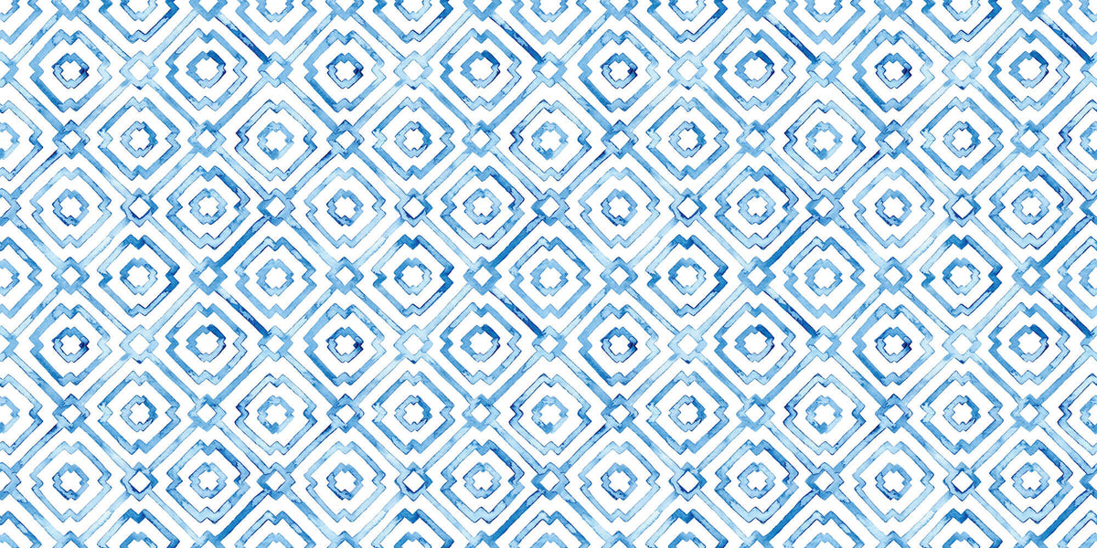 Tapet Personalizat Patterns cu motive in stil portughez in nuante de albastru watercolor - BLUE PORTUGUESE PATTERN