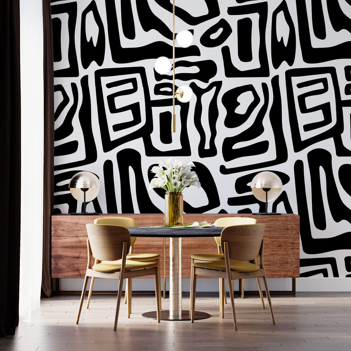 Tapet Personalizat Patterns cu forme neregulate abstracte - BLACK ABSTRACT SHAPES