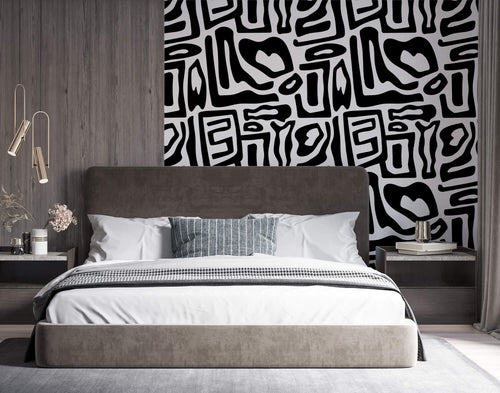 Tapet Personalizat Patterns cu forme neregulate abstracte - BLACK ABSTRACT SHAPES