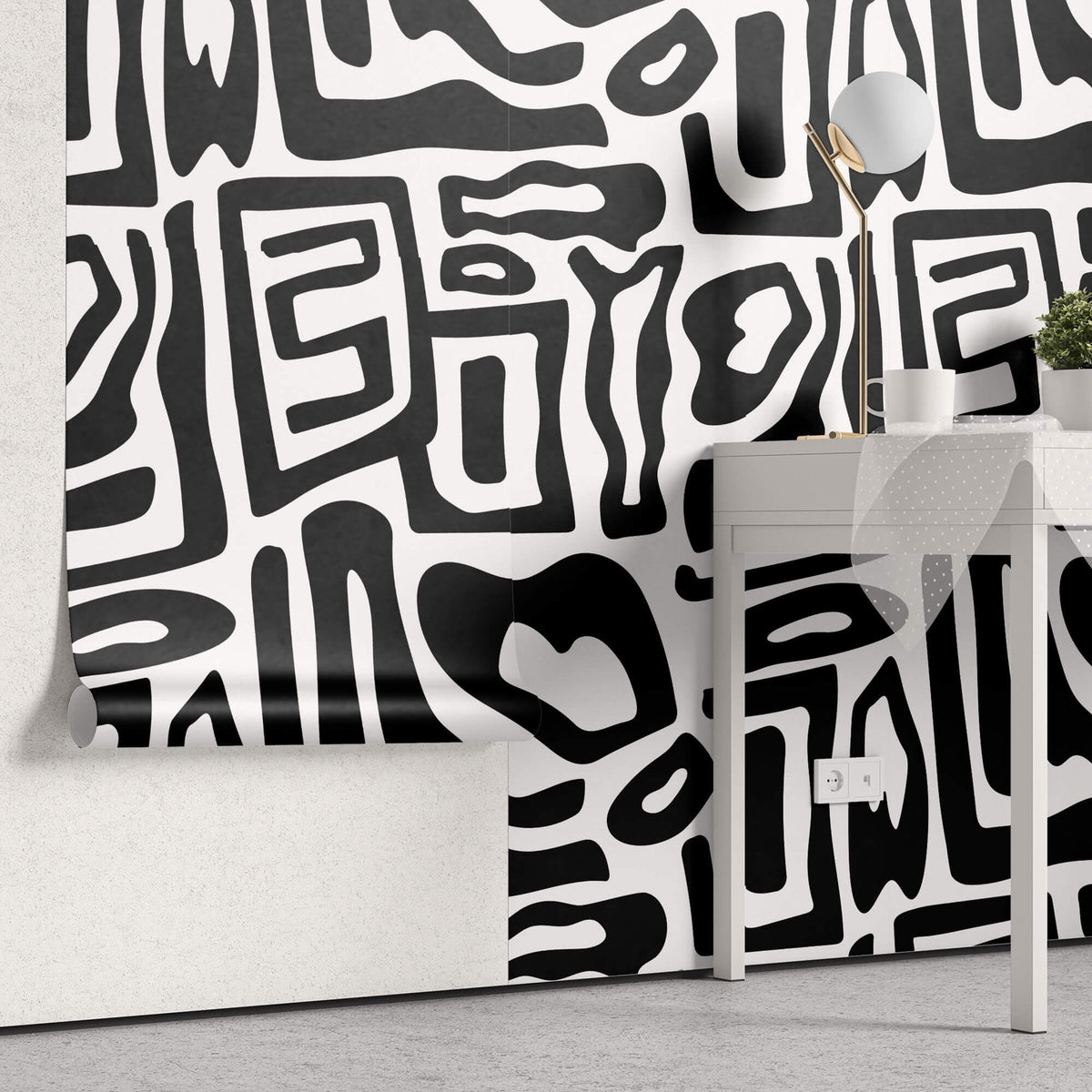 Tapet Personalizat Patterns cu forme neregulate abstracte - BLACK ABSTRACT SHAPES