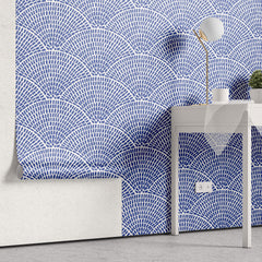 Tapet Personalizat Patterns cu ilustratie abstracta in stil mosaic in nuante de albastru - SEASIDE ARCHES