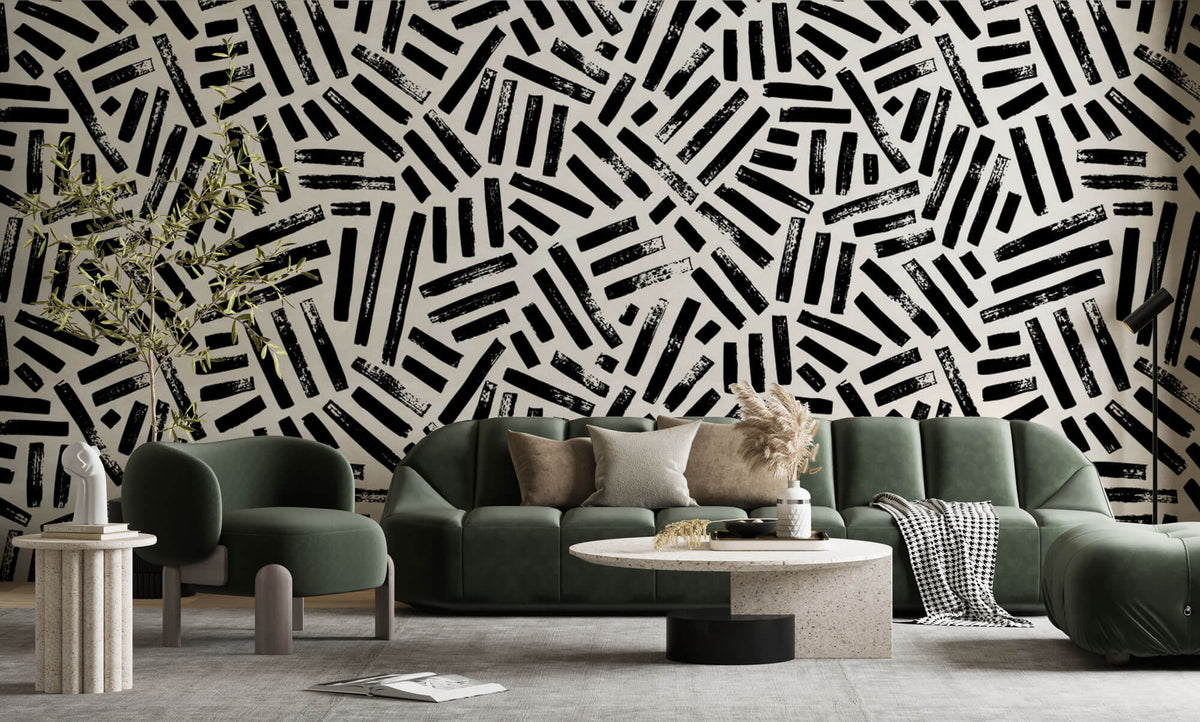 Tapet Personalizat Patterns cu dungi negre abstracte - BLACK STRIPES