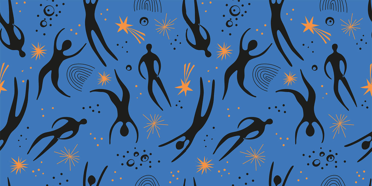 Tapet Personalizat Patterns cu siluete abstracte intr-un fundal albastru - NIGHT SILHOUETTES