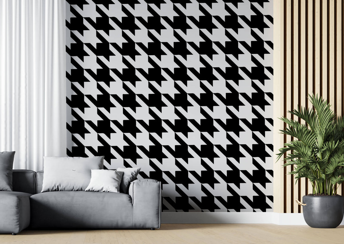 Tapet Personalizat Patterns cu model clasic in alb si negru - HOUNDSTOOTH PATTERN
